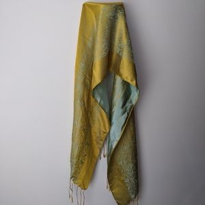 Vietnamese Green & Gold Silk Scarf
